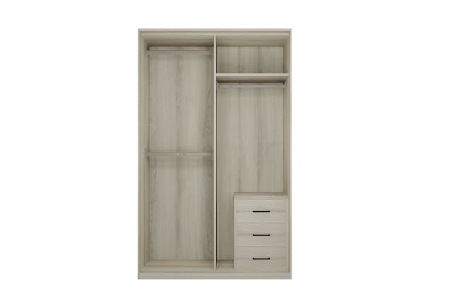 Lorren Sliding Door Wardrobe 3 with Glass Panel - Matte White, White Oak - 8