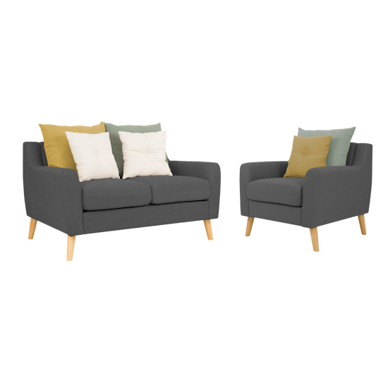 Evan Loveseat With Armchair Charcoal Sofa Sets By Hipvan Loveseat With Evan Armchair Charcoal