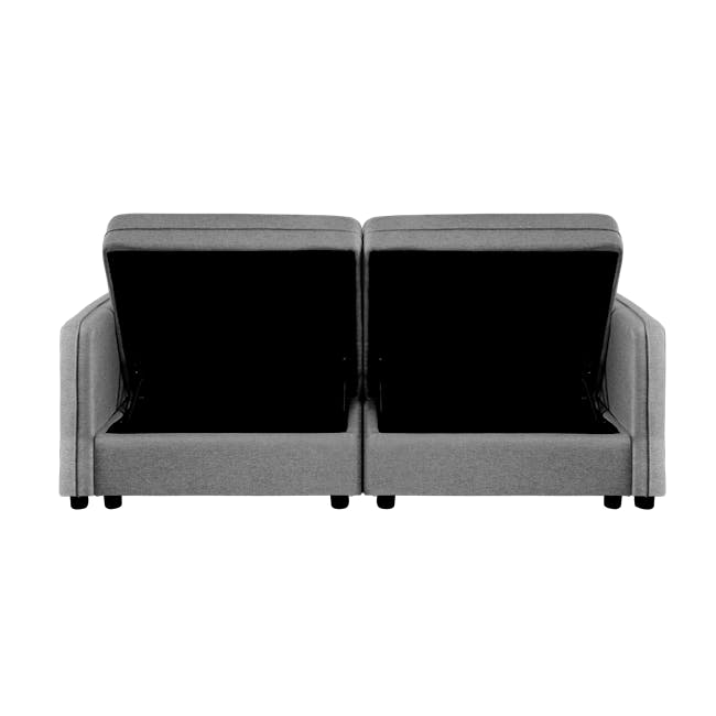 Cameron Left Storage Arm Unit - Moon Grey (Fabric) - 15 - Grey upholstered sofa, minimalist design, open back design, modern