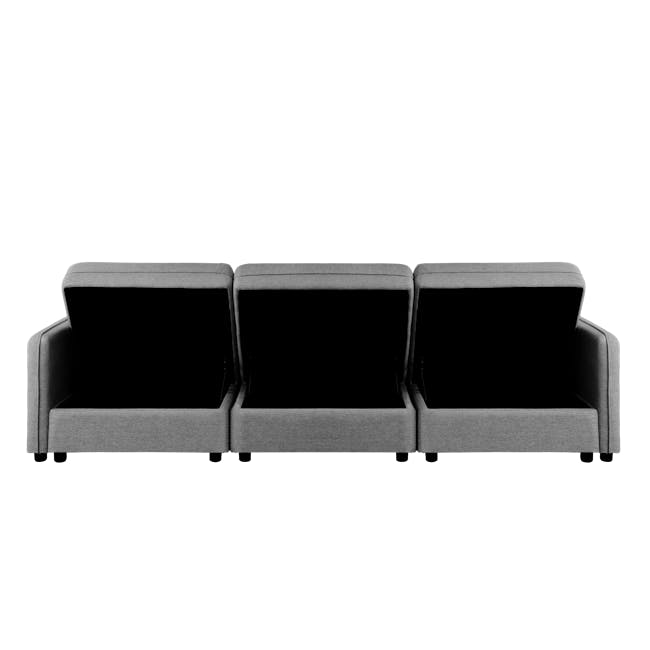 Cameron Left Storage Arm Unit - Moon Grey (Fabric) - 16 - Modern, minimalist, sleek, contemporary, comfortable, ergonomic