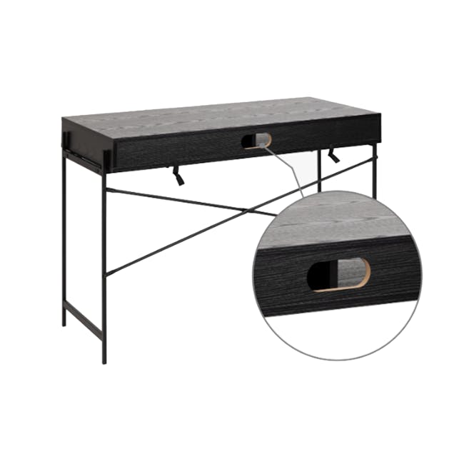 Felicity Study Desk 1.1m - 3 - Wooden bench with metal frame, black and gray color scheme, sturdy construction, adjustable