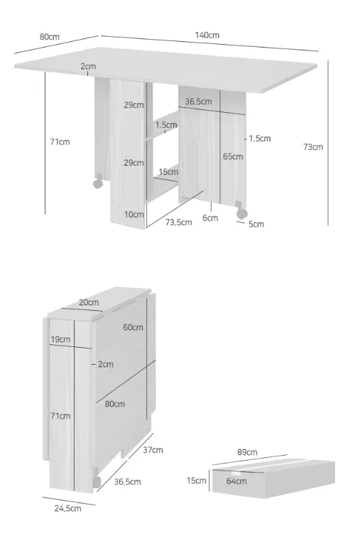 Oliva Extendable Dining Table 0.2m-1.4m - 15