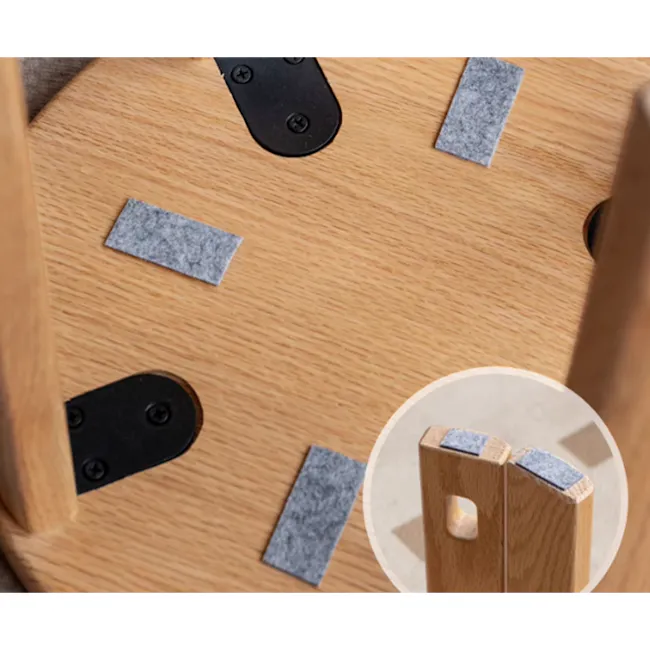 Coree Stackable Stool Set / Side Table - Oak - 11 - Wooden surface, wooden frame, black screws, gray felt patches, wooden