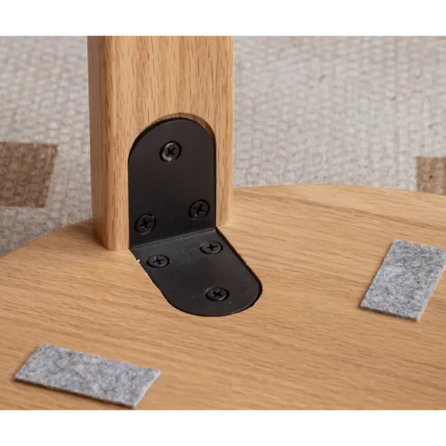 Coree Stackable Stool Set / Side Table - Oak - 12 - Wooden base, metal bracket, screws, gray felt pads, wooden surface