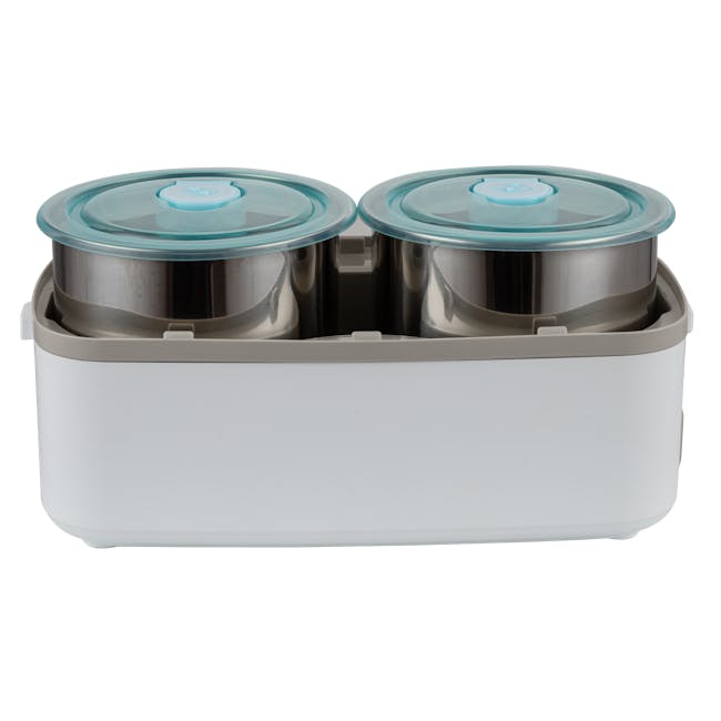 MORRIES Double Pot Electric Lunch Box - 1L - 3 - Convenience appliance, stainless steel design, dual cooking compartments