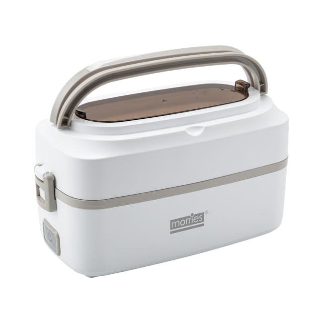 MORRIES Double Pot Electric Lunch Box - 1L - 2 - White toaster with metallic handle, minimalist design, sleek appearance