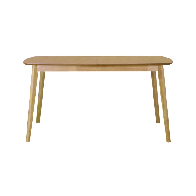 Harold Extendable Dining Table 1.2m-1.5m in Natural with 4 Kate Dining Chairs in Oak, River Grey - 2