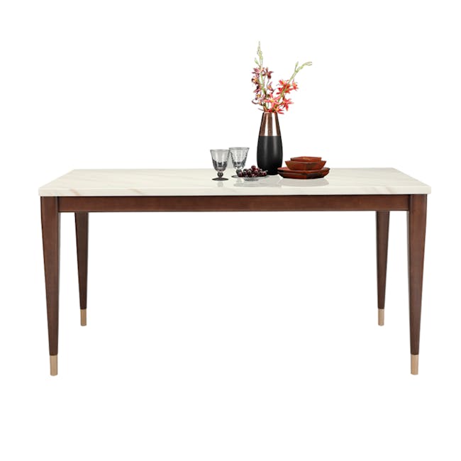 Persis Marble Dining Table 1.5m - White, Walnut - 1