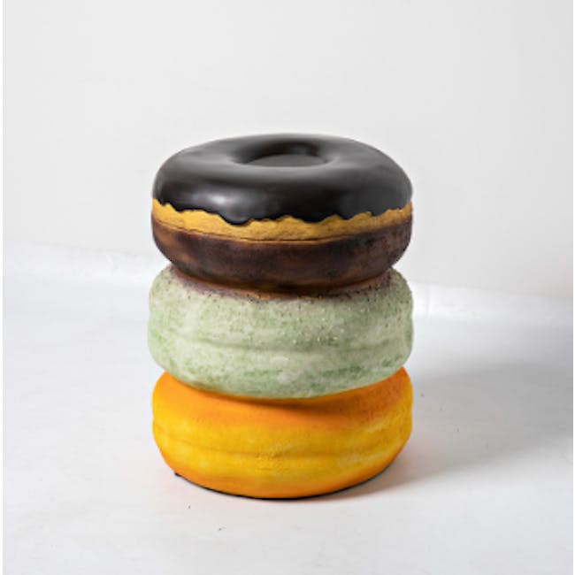 Resin Sculpture Decor Stool - Chocolate Donut - 3