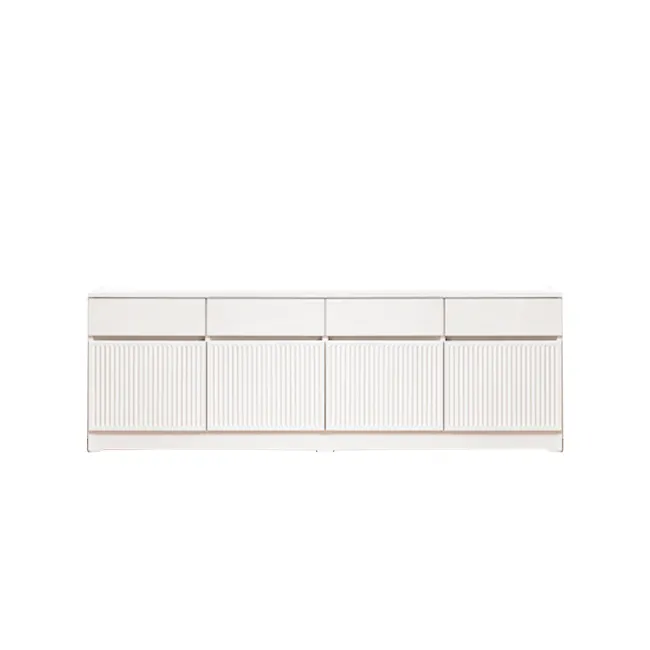 Wynn TV Console 1.8m - White - 1 - Modern minimalist white cabinet with vertical ridges, sleek design, clean lines