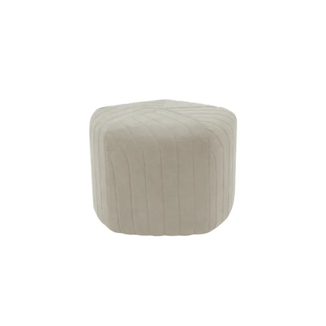 Caceda Ottoman - Cream (2 Sizes) - 1 - Cream-colored, cushioned, textured, vertical stripes, modern design, cozy seating