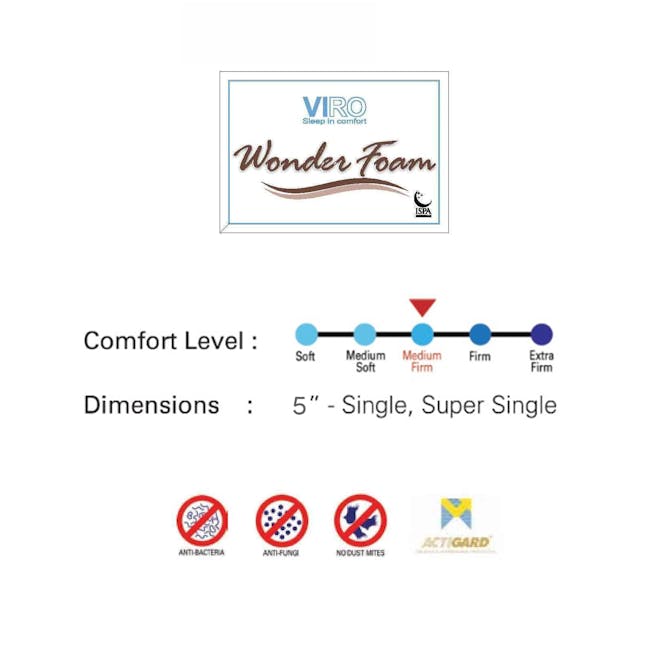 VIRO Wonder Foam 12 cm Mattress - Medium Firm (2 Sizes) - 2