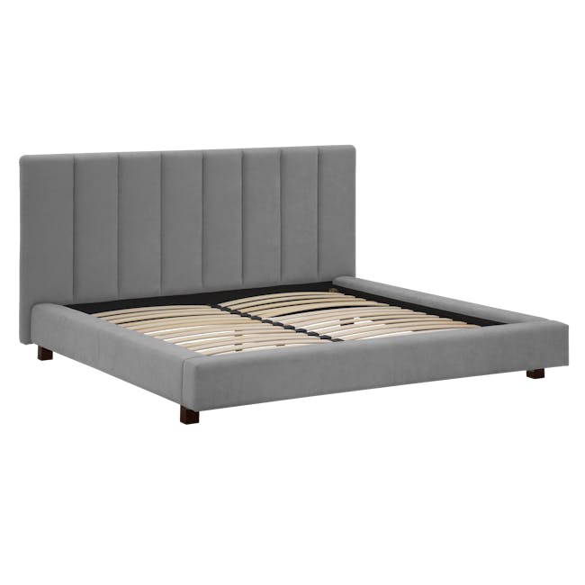 Elliot King Bed in Gray Owl with 2 Lewis Bedside Tables in Grey, Oak - 4