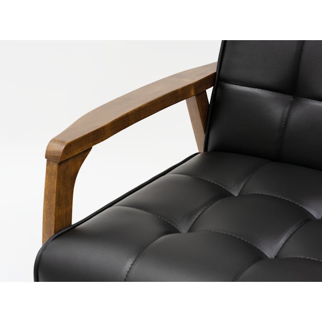 Tucson 3 Seater Sofa with Tucson 2 Seater Sofa - Cocoa, Espresso (Faux Leather) - 9 - Wooden armrest, black leather seat