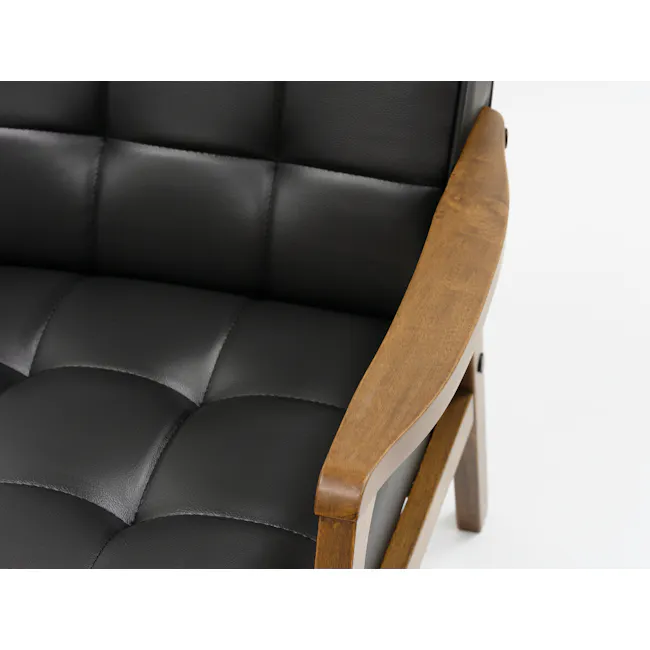 Tucson 3 Seater Sofa with Tucson 2 Seater Sofa - Cocoa, Espresso (Faux Leather) - 5 - Black leather upholstered chair