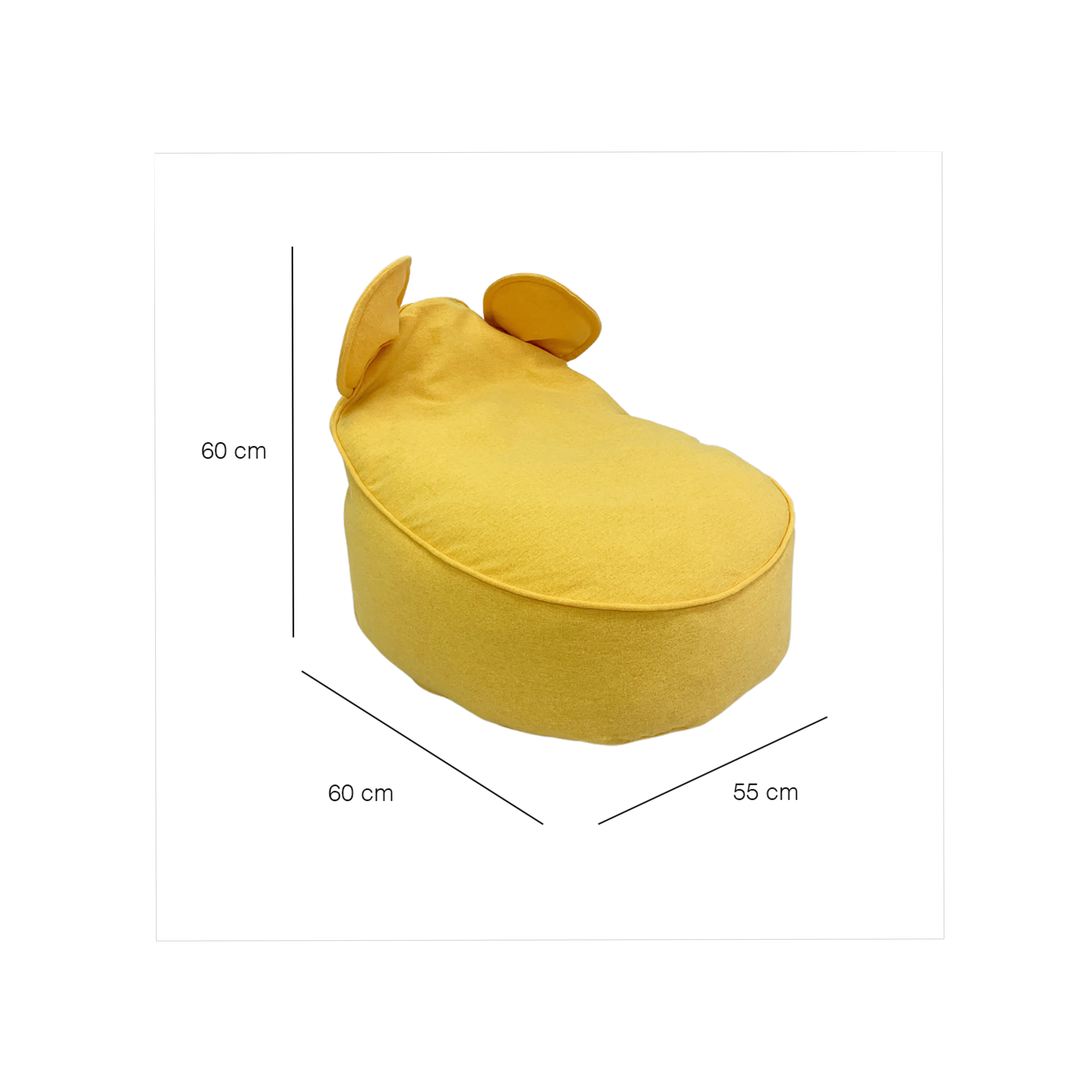 Eddy Bean Bag - Aegean - 9 - Yellow cushion, round shape, plush, soft, ergonomic, comfortable, pet-friendly, pet sitting