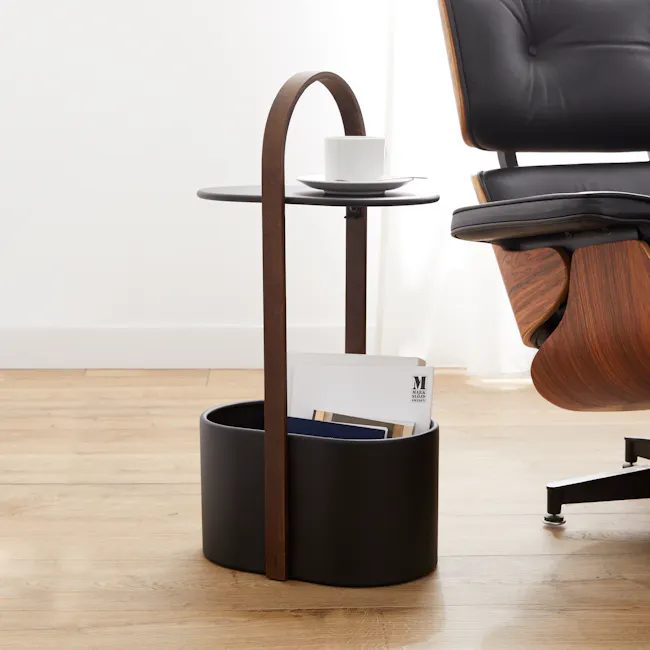 Bellwood Side Table with Storage - Black, Walnut - 5 - modern coffee table, minimalist design, black and wood finish, sleek