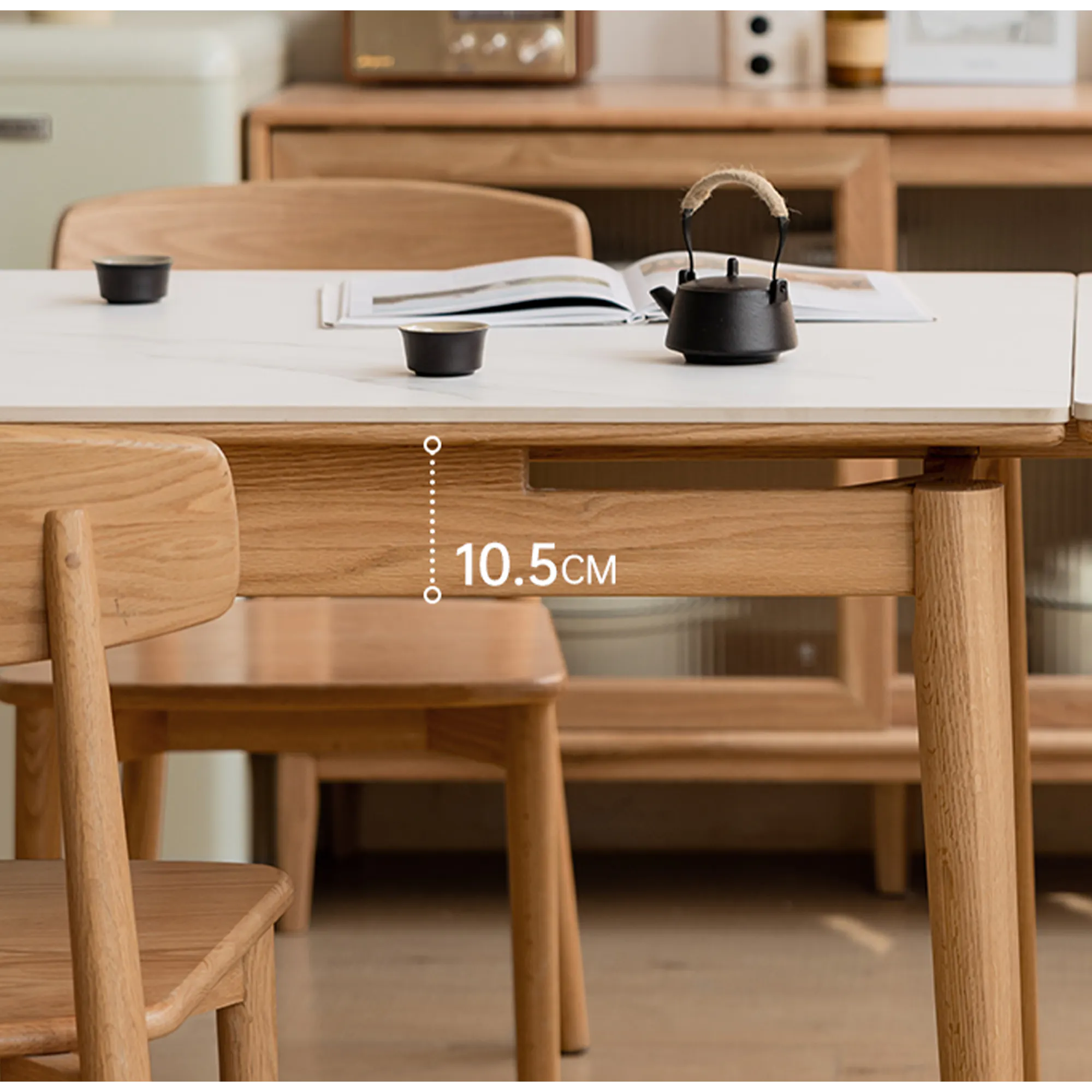 Fidela Extendable Dining Table 1.25-1.95m (Sintered Stone) - 9 - Wooden dining table, minimalist design, modern kitchen