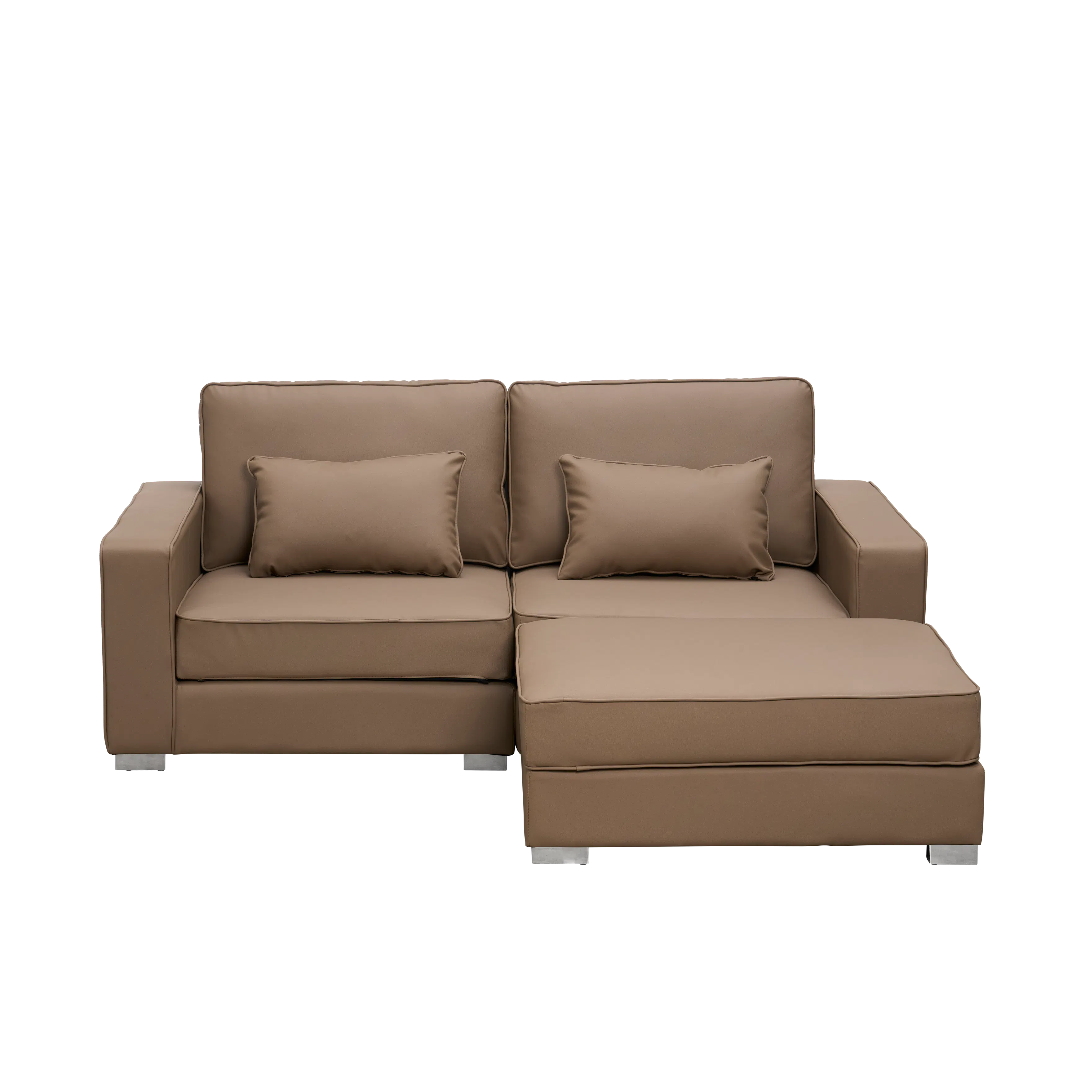 Paris 3 Seater Sofa with Ottoman - Brown (Faux Leather)