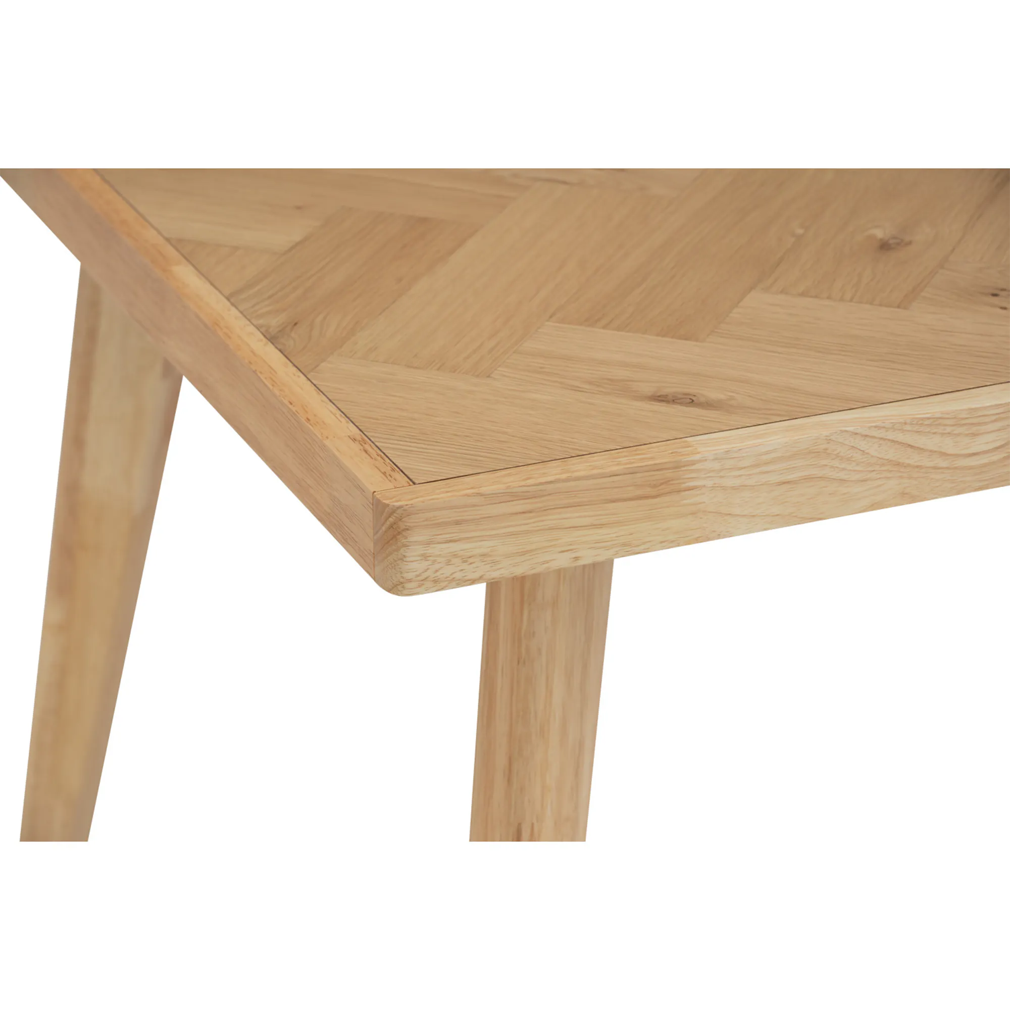 Lowell Dining Table 1.5m - 9 - Light wooden table with natural grain texture, herringbone pattern, four-legged design, light