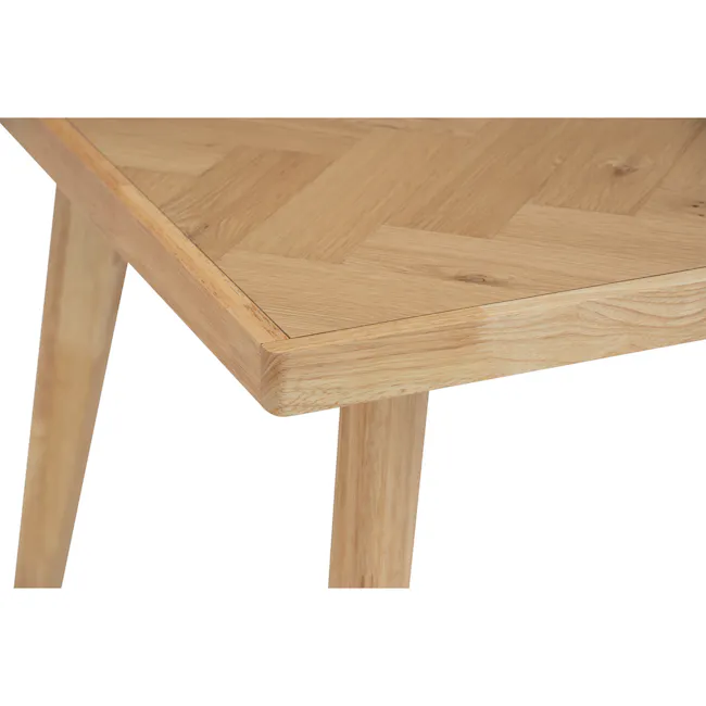 Lowell Dining Table 1.8m - 7 - Light wooden table with natural grain texture, herringbone pattern, four-legged design, light