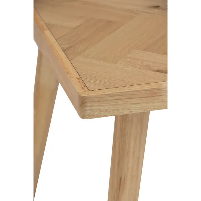 Lowell Dining Table 1.8m - 4 - Light wooden table with natural grain texture, herringbone pattern, smooth surface, sturdy