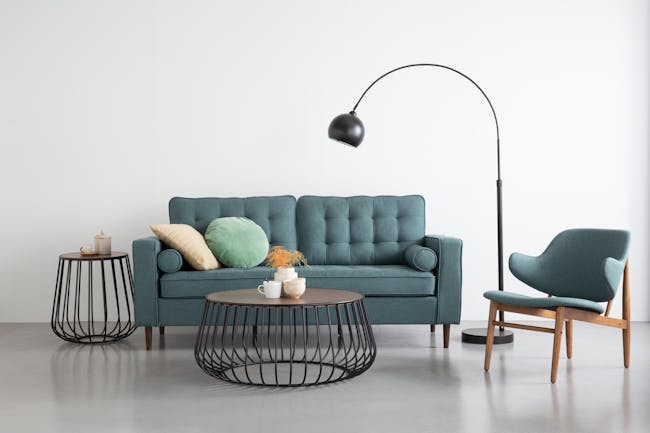 Vezel Lounge Chair - Walnut, Nile Green (Fabric) - 3