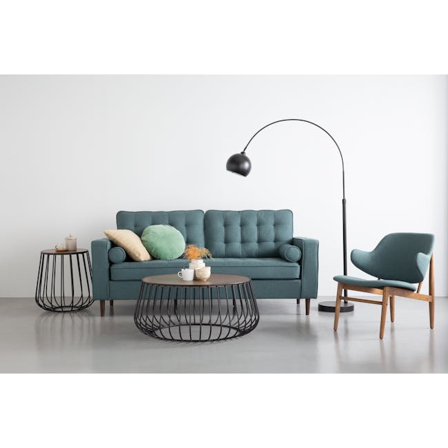 Vezel Lounge Chair - Walnut, Nile Green (Fabric) - 3