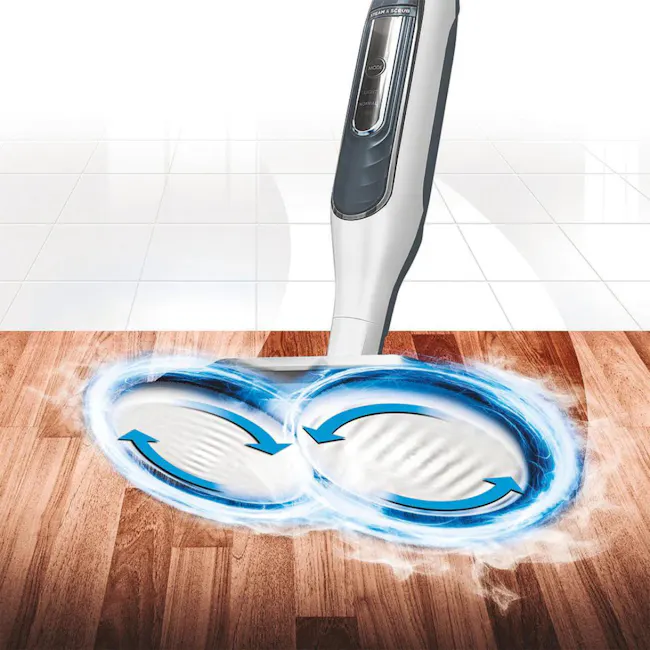 Shark Steam and Scrub Mop - 7 - Steam cleaning, dual mode, circular motion, water and soap interaction, cleaning action