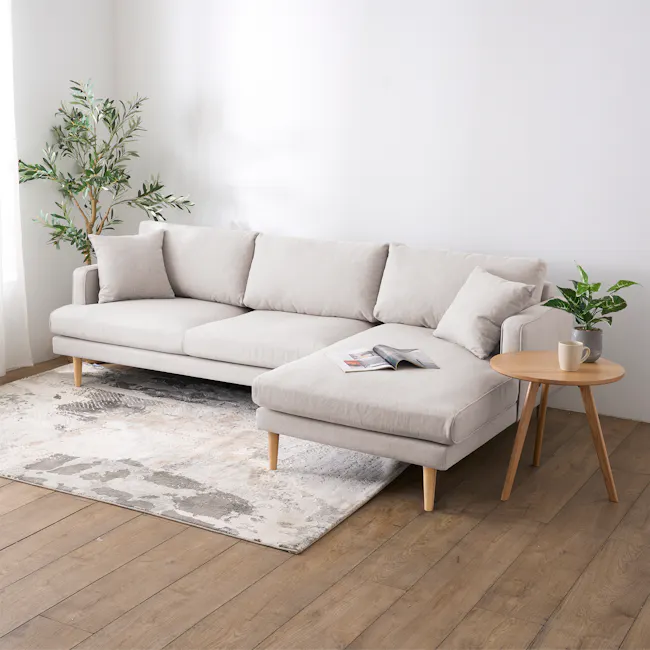 Declan L-Shaped Sofa - Oak, Ivory - 2