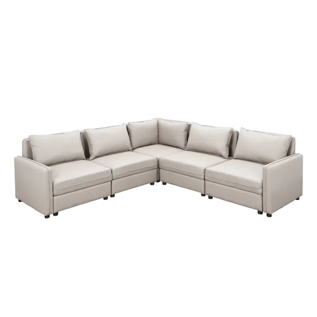 Cameron Large Corner Storage Sofa - Grey (Pet Friendly) - 1 - Luxurious beige sectional sofa, modern design, comfortable