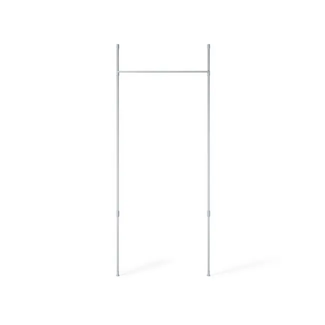 Anywhere Curtain Rod - Nickel - 6 - Sleek metal frame with vertical poles, Minimalist design with straight lines, White
