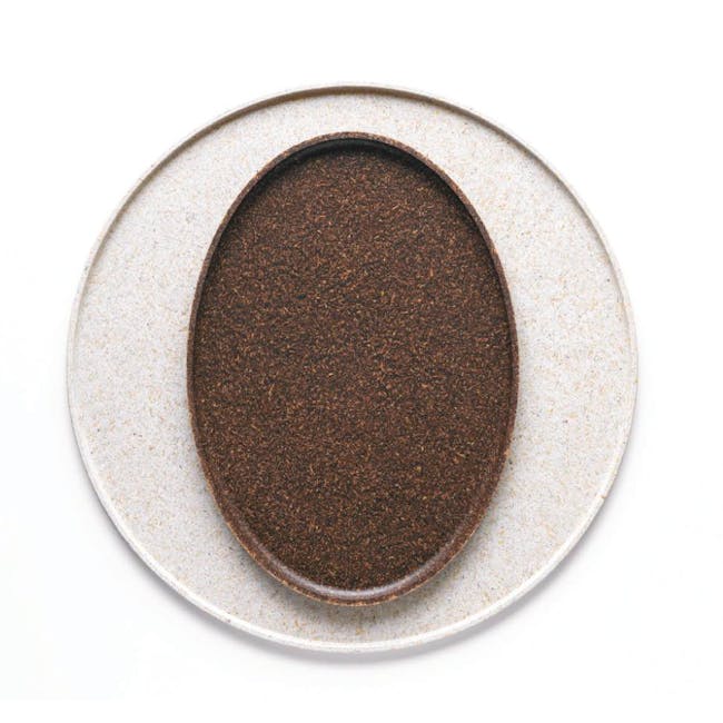 Sonite Husk Oval Tray - Shadow Oak - 3 - Dark, textured ceramic plate, round, minimalist design, earthy brown color