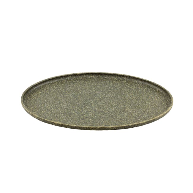 Sonite Husk Oval Tray - Shadow Oak - 1 - Elegant ceramic plate, rustic design, earthy tones, speckled texture, oval shape
