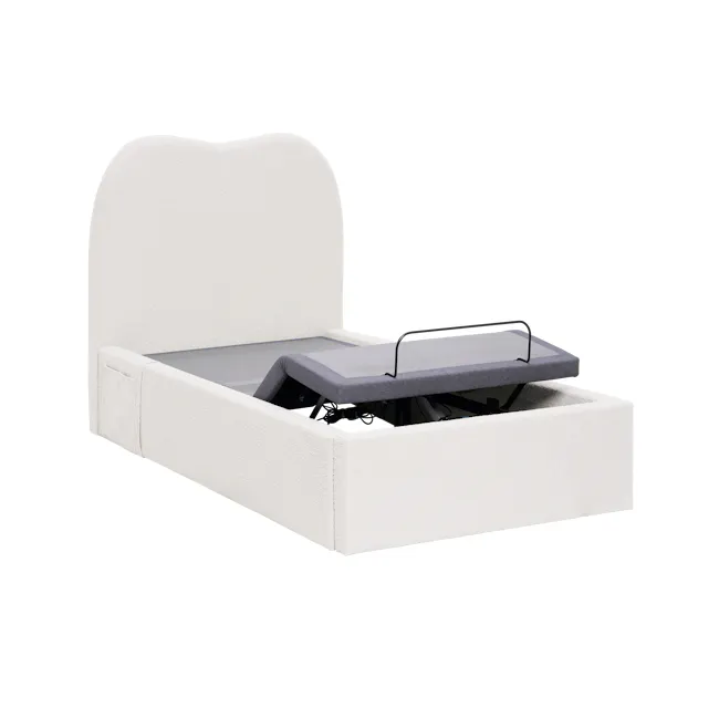 Lyra Super Single Adjustable Bed - White Boucle - 8