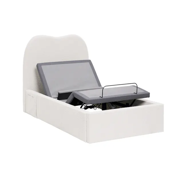 Lyra Super Single Adjustable Bed - White Boucle - 2