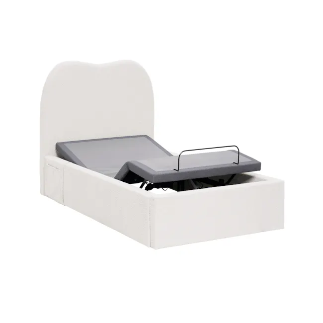 Lyra Super Single Adjustable Bed - White Boucle - 7