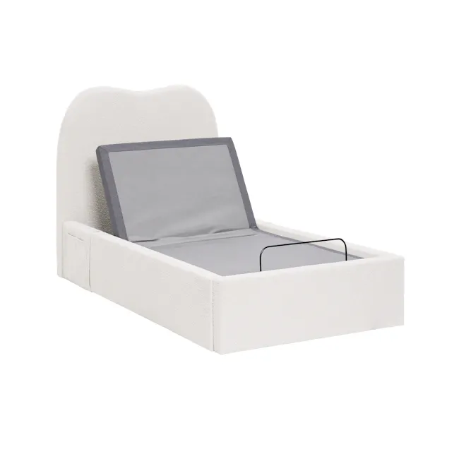 Lyra Super Single Adjustable Bed - White Boucle - 3