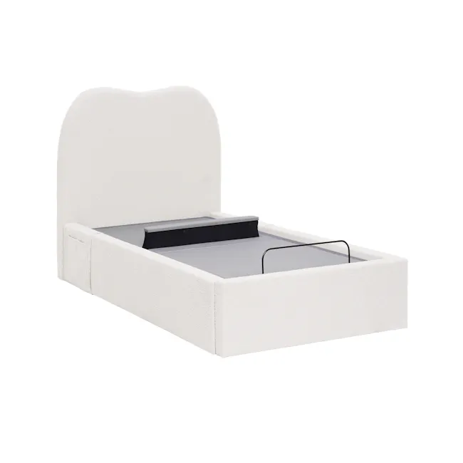 Lyra Super Single Adjustable Bed - White Boucle - 10