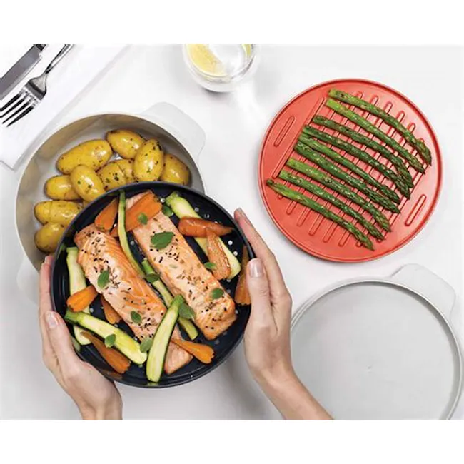 Joseph Joseph M-Cuisine 4 Pcs Stack Microwave Cooking Set - Stone/Orange - 3