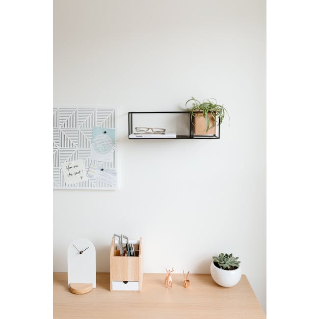 Cubist Small Wall Shelf - Natural, Black - 6