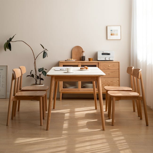 Solis Dining Chair - Oak - 5 - Wooden dining table, minimalist design, natural light, wooden chairs, cozy room, wooden