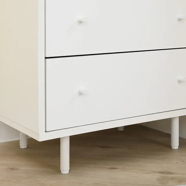 Madeline Modular 4 Drawer Chest 0.6m - 9 - White minimalist dresser with two drawers, black handle, white knobs, small round