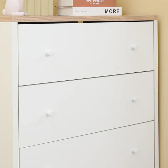 Madeline Modular 4 Drawer Chest 0.6m - 7 - White dresser with three drawers, minimalist design, modern aesthetic, clean