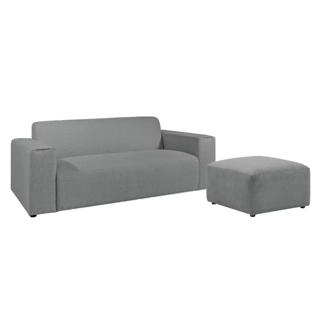 Adam 3 Seater Sofa and Adam Ottoman - Stone - 0