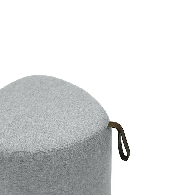 Poole Ottoman - Light Grey (2 Sizes) - 6 - Gray fabric ottoman, minimalist design, cushioned surface, round shape