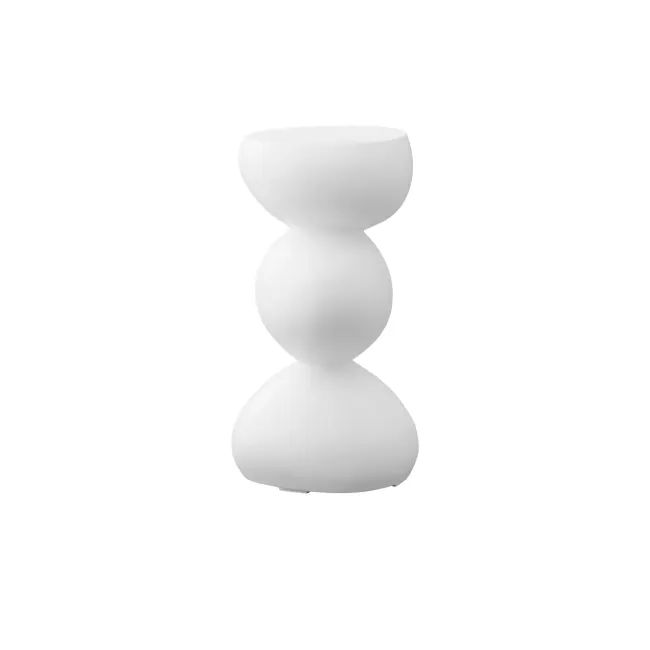 Stack Sculptural Concrete Side Table - Ivory - 6 - White, modern, minimalist sculpture, Egg-shaped, rounded form, smooth