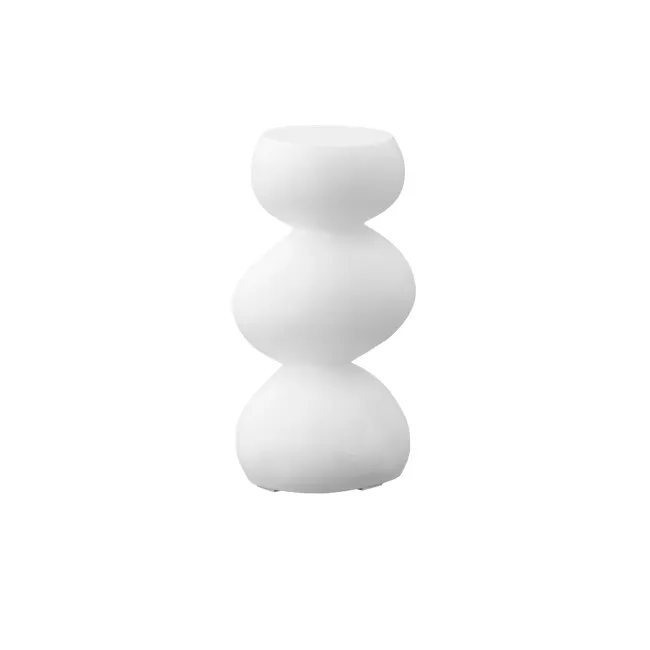 Stack Sculptural Concrete Side Table - Ivory - 1 - White, minimalist, modern, abstract, sculptural, geometric, organic