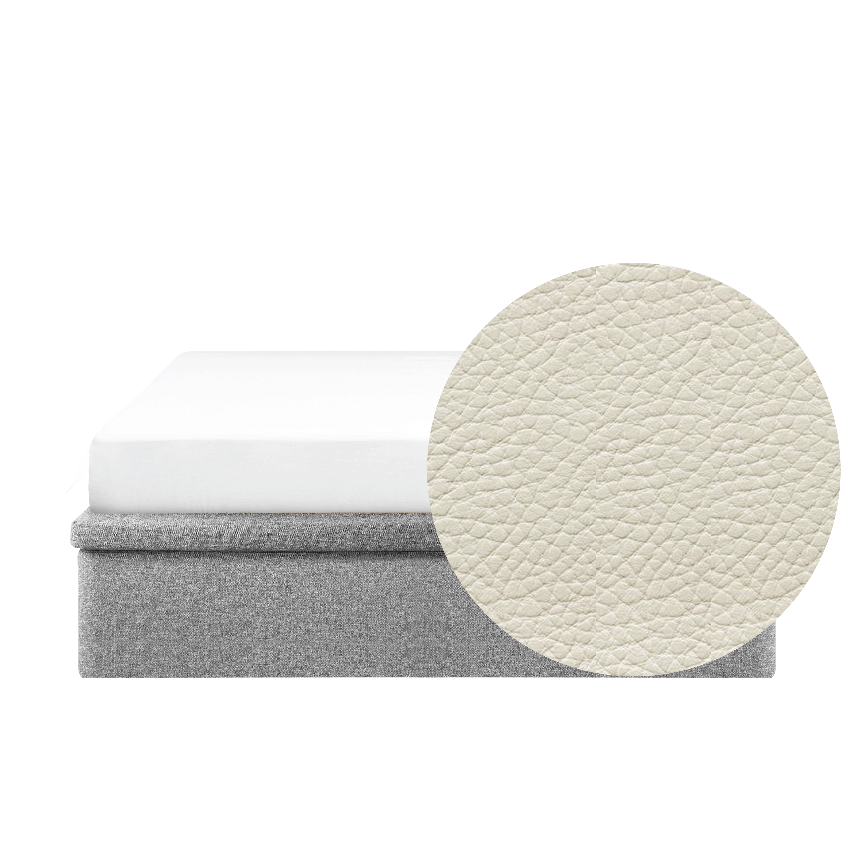 ESSENTIALS Queen Storage Bed - Snow (Faux leather)