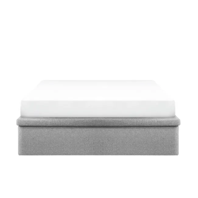 ESSENTIALS Queen Storage Bed - Snow (Faux leather) - 3 - White mattress with gray accent, modern bedding set, minimalist